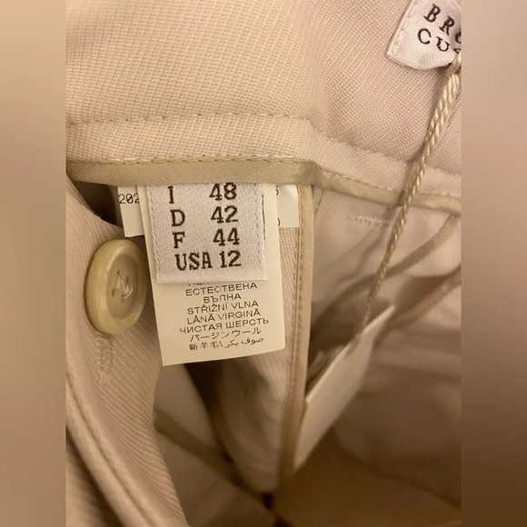 NWT Brunello Cucinelli Pleated Virgin Wool Trousers Latte Size 12 - Picture 6 of 11